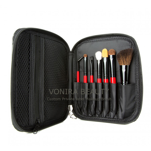 Red Makeup Brush Set With Zipper Case