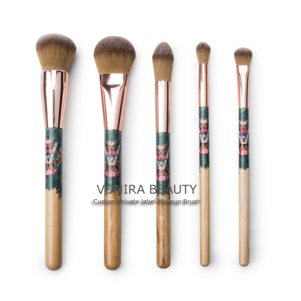Five synthetic makeup brush
