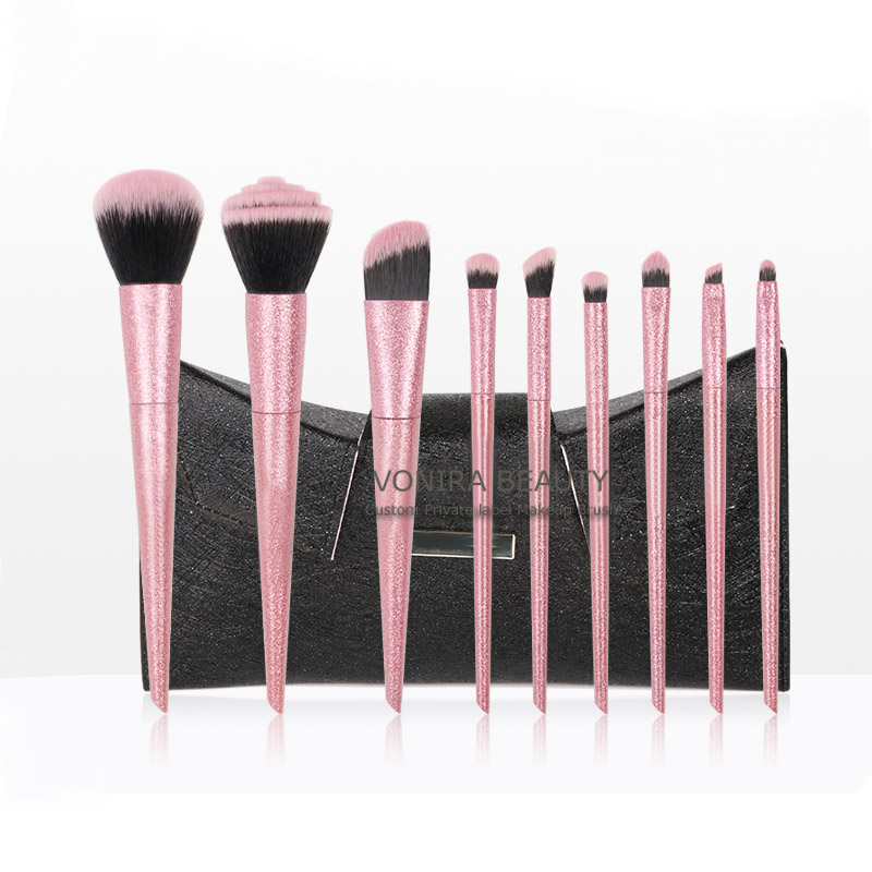 9PCS Luxry Pink Professional Makeup Brush Set Factory OEM/ODM