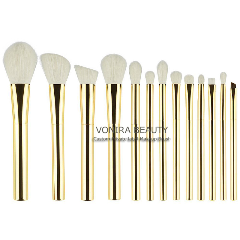 Vonira Beauty Custom Gold Metal Vegan Makeup Brushes Set