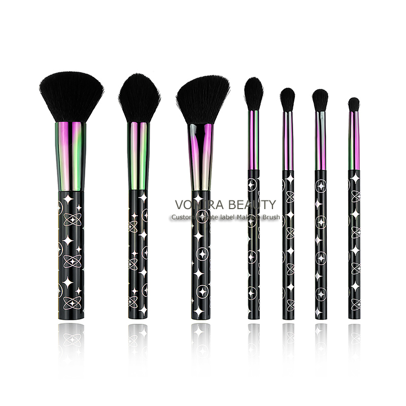 Vonira Beauty Custom 7 Pieces Holographic Color Cosmetic Brushes Set