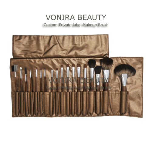 18PCS Professional Makeup Brush Set in Golden-Brown