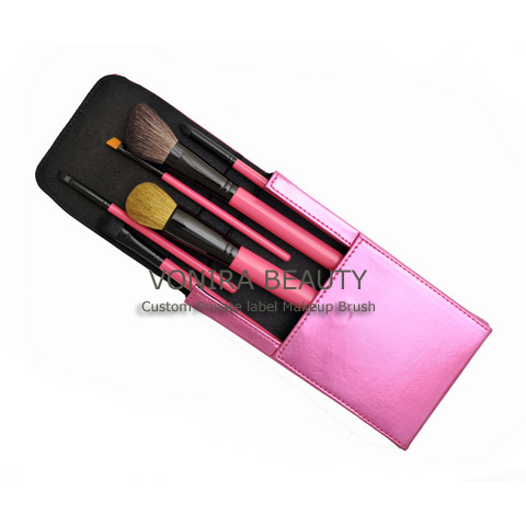 6PCS Gift Cosmetic Brush Set with Pink Cosmetic Bag