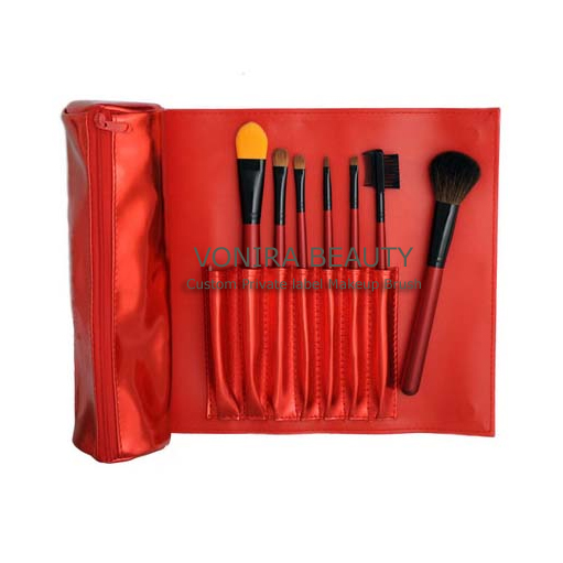 7pcs red cosmetic brush set