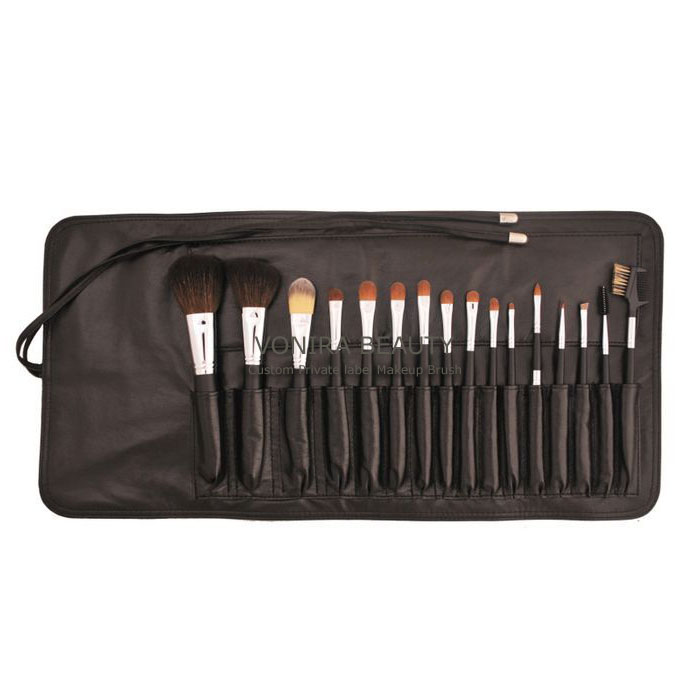 16 piece set of high quality real hair make-up brushes, made from sable, goat anb racoon hair