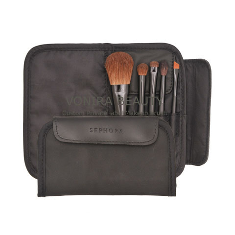5PCS Makeup Brush Set With Black Cosmetic Bag Manufacturer