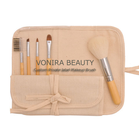 5PCS Makeup Brush Set With Hemp Cosmetic Bag