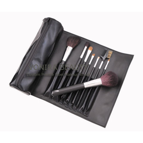 Custom Private Label 8PCS Makeup Brush Set With Black Handle OEM Factory