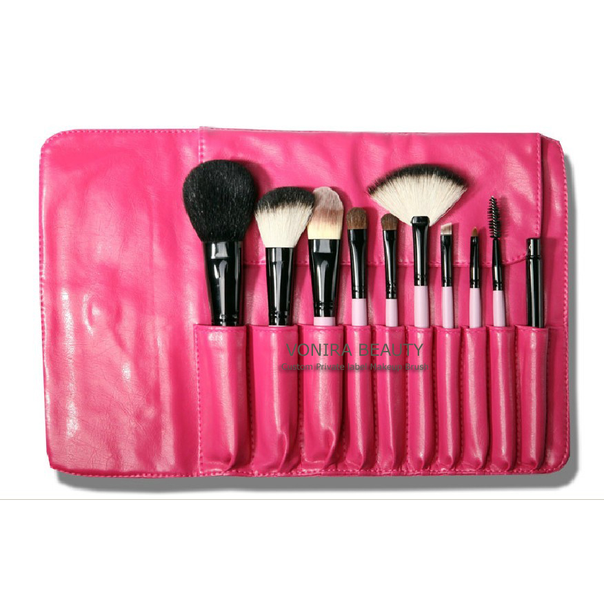 10pcs Pink Makeup Brush Set