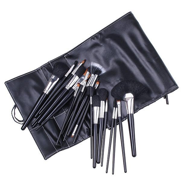 24pcs Cosmetic Facial Make up Brush Kit Makeup Brushes Tools Set + Leather Case