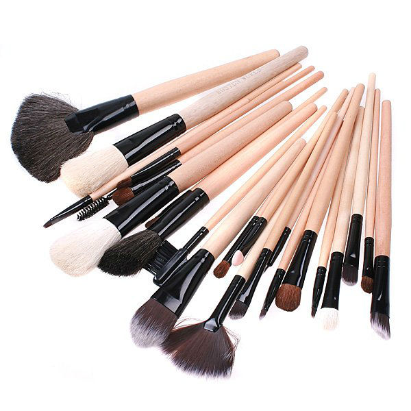 Professional Cosmetic 24pcs Makeup Brush Kit Set with Black Leather Case