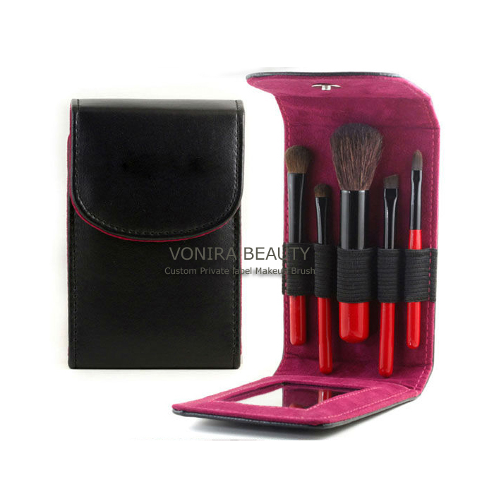 5pcs mini cosmetic brush kit with mirror