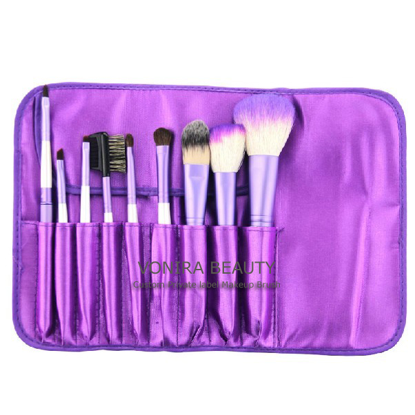 9pcs Purple Makeup Brush Set