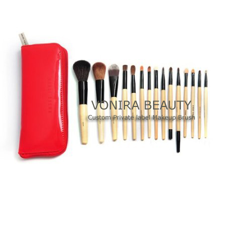 15 PCS red high quality Professional Makeup Cosmetic Brush set Kit Case