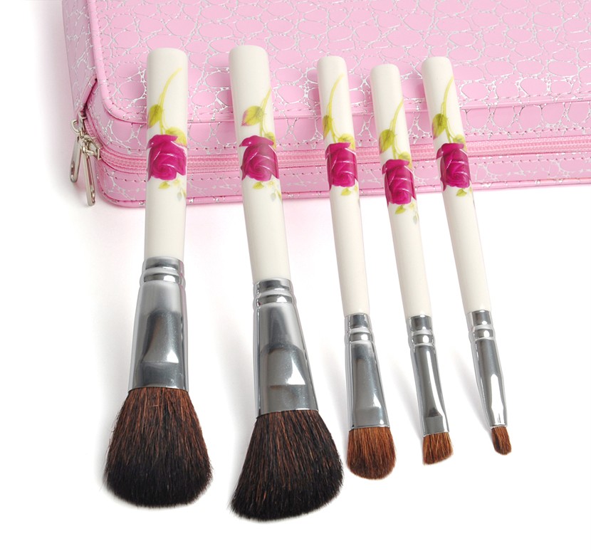 Custom Customer Private Logo 5 PCS ceramics pink Professional Makeup Cosmetic Brush set Kit Case