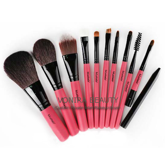 Vonira 10pcs Pink Cosmetic Brush Set