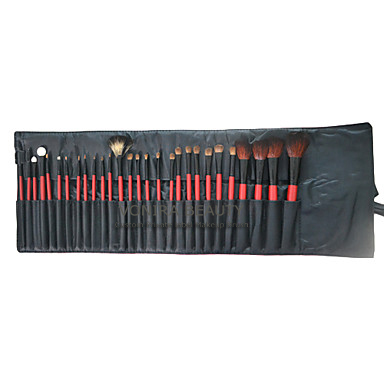 28Pcs Professional Red Cosmetic Brush With Free Leather Case