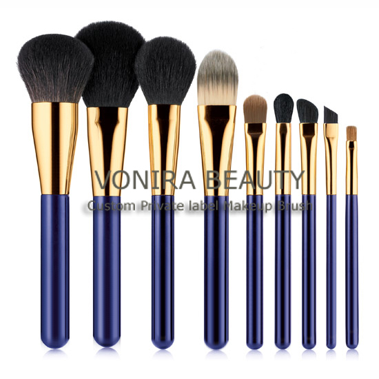 Gold Blue Makeup Brush Set