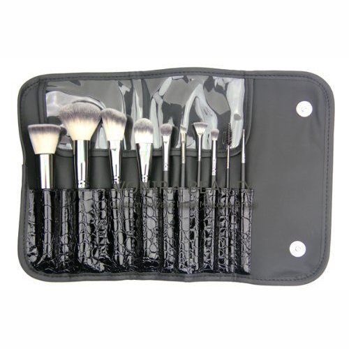 10-piece Deluxe Synthetic Brush Set with Black Designer Clutch Perfect makeup brush set