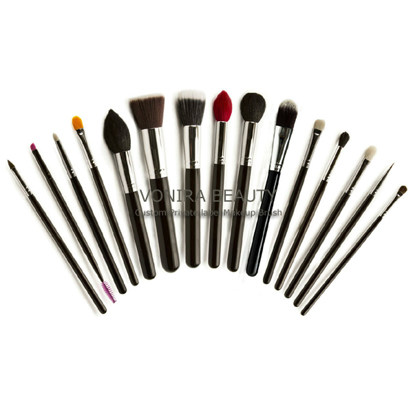 Private Label Hot Selling Black 15pcs Makeup Brush Set