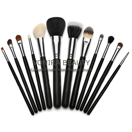 Custom Private Label Hot Selling Complete Black 12pcs Makeup Brush Kit