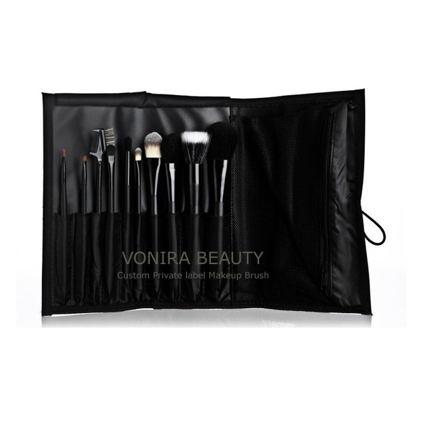 Custom Private Label Black 10pcs Cosmetic Brush Set