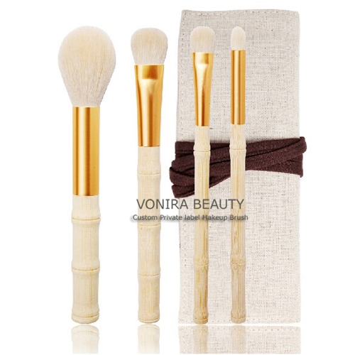 Bamboo Handle White Goat Hair Gold Makeup Brush Set