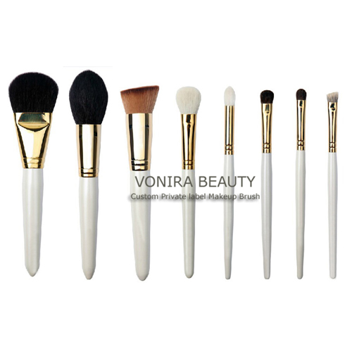 8pcs Gold White Natural Hair Makeup Brush Set