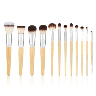 Vonira Beauty Manufacturer OEM 12 Pieces Eco Friendly Natural Bamboo Handle Makeup Brush Set Low MOQ Custom Private Label Make Up Brushes Kit