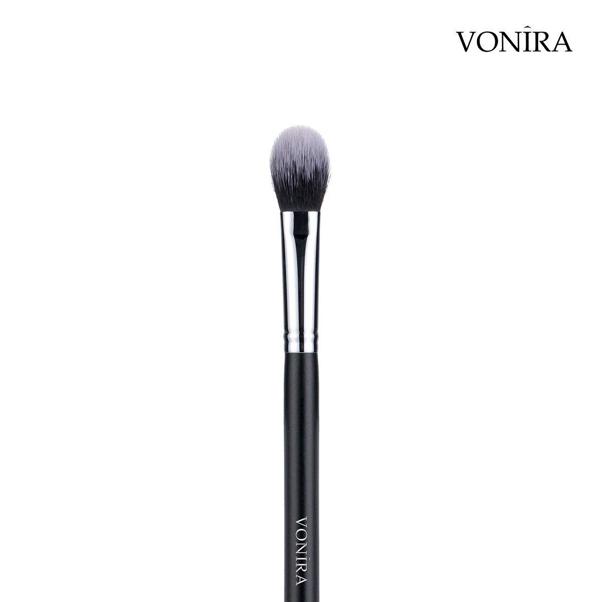 Vonira Beauty Factory Custom Private Label Wholesale Flat Makeup Setting Powder Brush With Silver Copper Ferrule Black Birch Wooden Handles