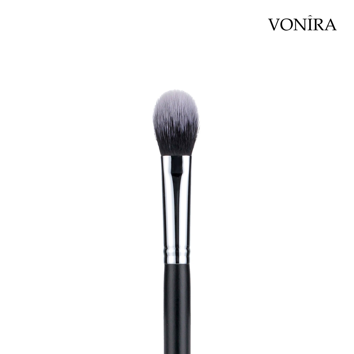 Vonira Beauty Factory Custom Private Label Wholesale Flat Makeup Setting Powder Brush With Silver Copper Ferrule Black Birch Wooden Handles