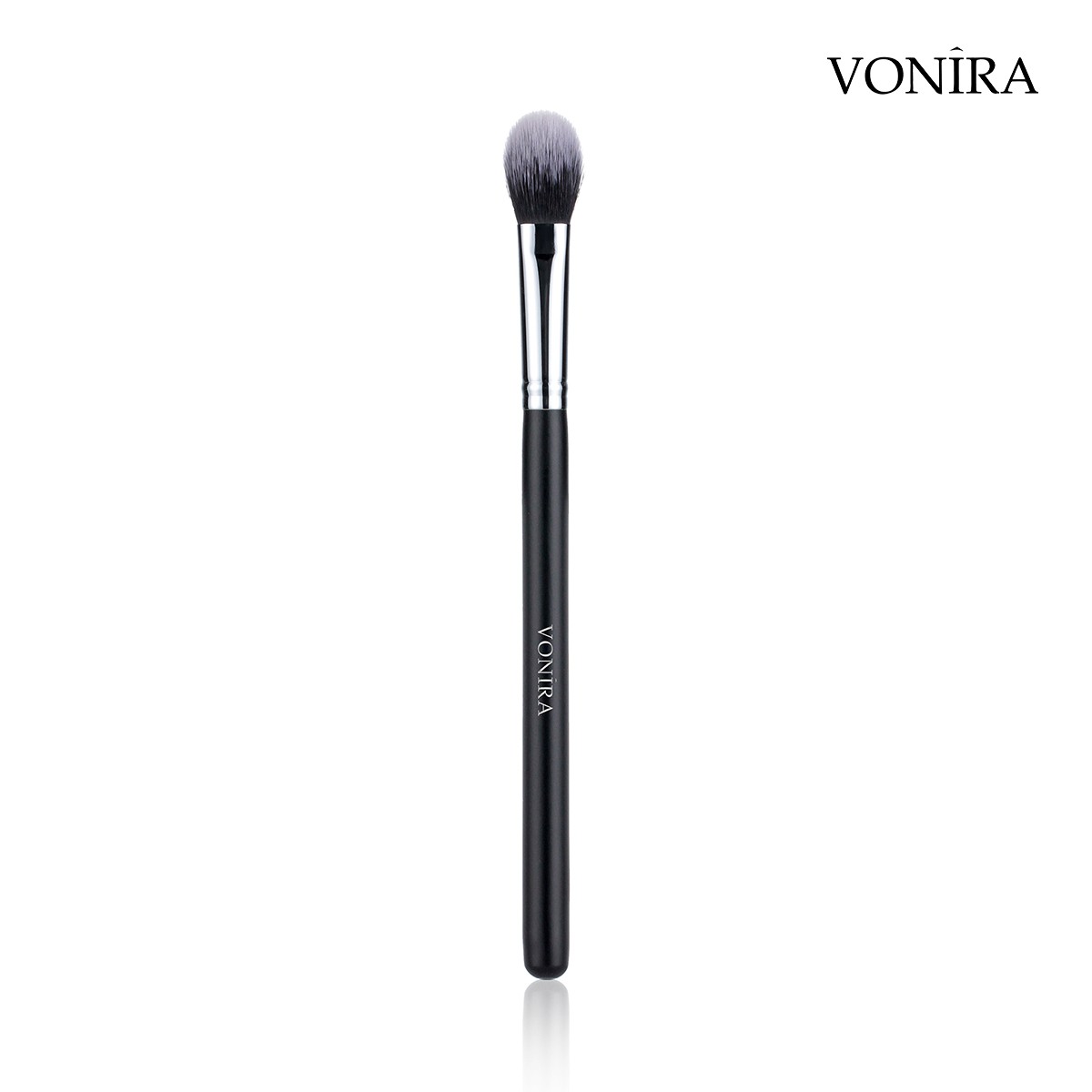 Vonira Beauty Factory Custom Private Label Wholesale Flat Makeup Setting Powder Brush With Silver Copper Ferrule Black Birch Wooden Handles