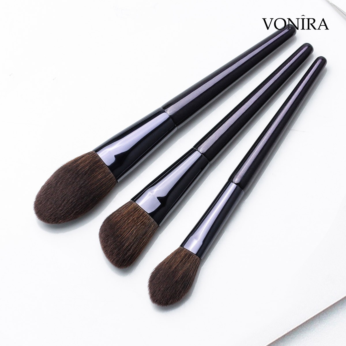 Vonira Beauty Manufacturer Wholesale Customized OEM Logo Purple Color Handle 10PCS Basic Cosmetic Make up Brush Kit