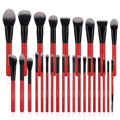 Brand New Environmental Red Color Custom Logo High Quality Professional Artist Foundation Concelaer Cosmetic Brush Set 28 Pieces China Makeup Brushes Factory Price