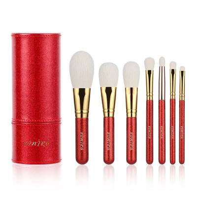 Vonira Professional Christmas Makeup Brushes Set 7pcs Glitter Cosmetic Brush Tool Kit for Girls Birthday Holiday Festival Gift (Red Color)