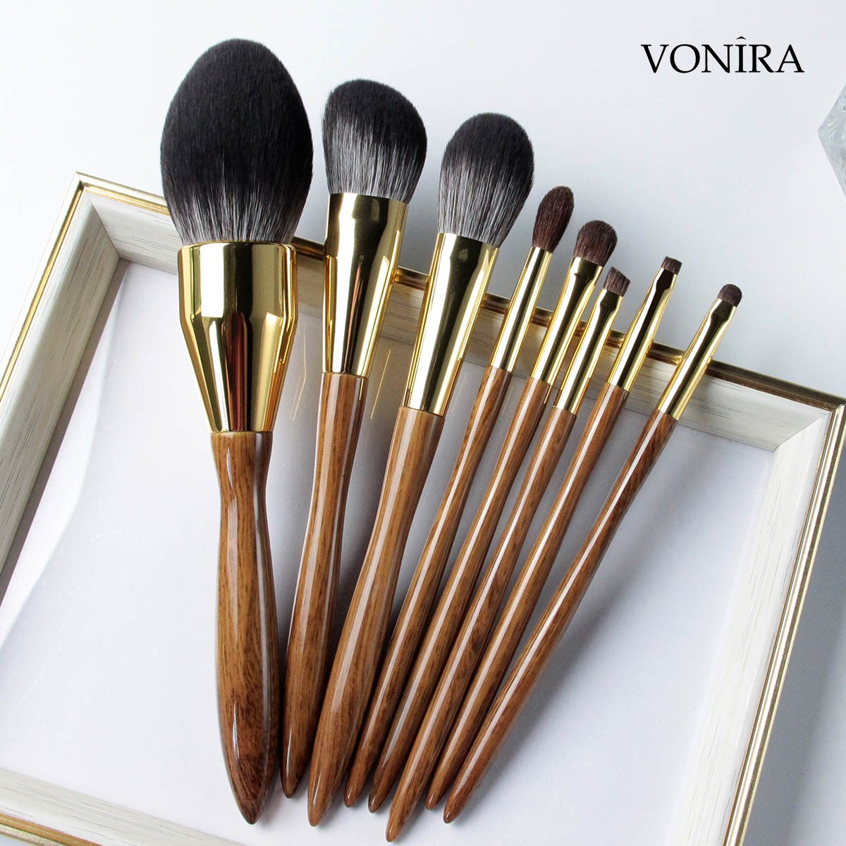 Vonira Beauty Luxury 8 Pieces Make up Brushes Synthetic Vegan Professional Makeup Brush Set Private Label Brochas De Maquillage