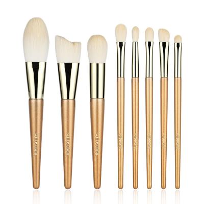 Vonira Custom OEM Wholesale Basic Gold Glitter Wood Handle Makeup Brush Set Drop Shipping Micro Crystal Fibre Make Up Brushes Kit ODM Customer Logo