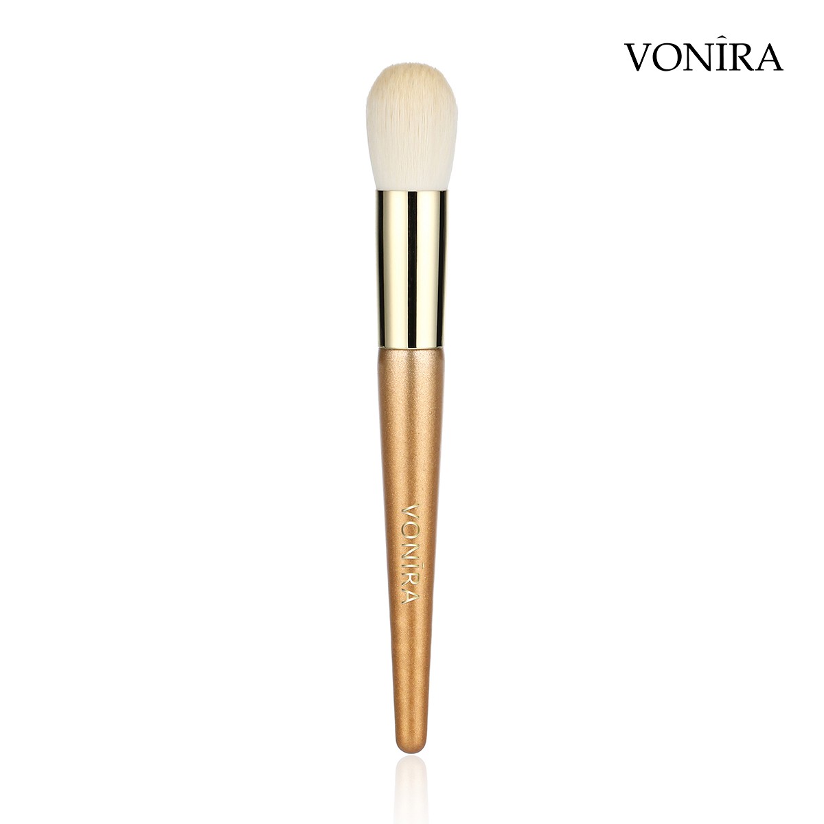 Vonira Custom OEM Wholesale Basic Gold Glitter Wood Handle Makeup Brush Set Drop Shipping Micro Crystal Fibre Make Up Brushes Kit ODM Customer Logo
