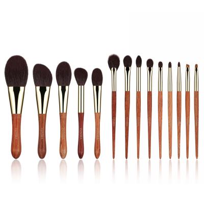 Vonira Beauty Factory Custom Private Label OEM High Quality 14pcs Makeup Brushes Set With 24K Gold Copper Ebony Handle