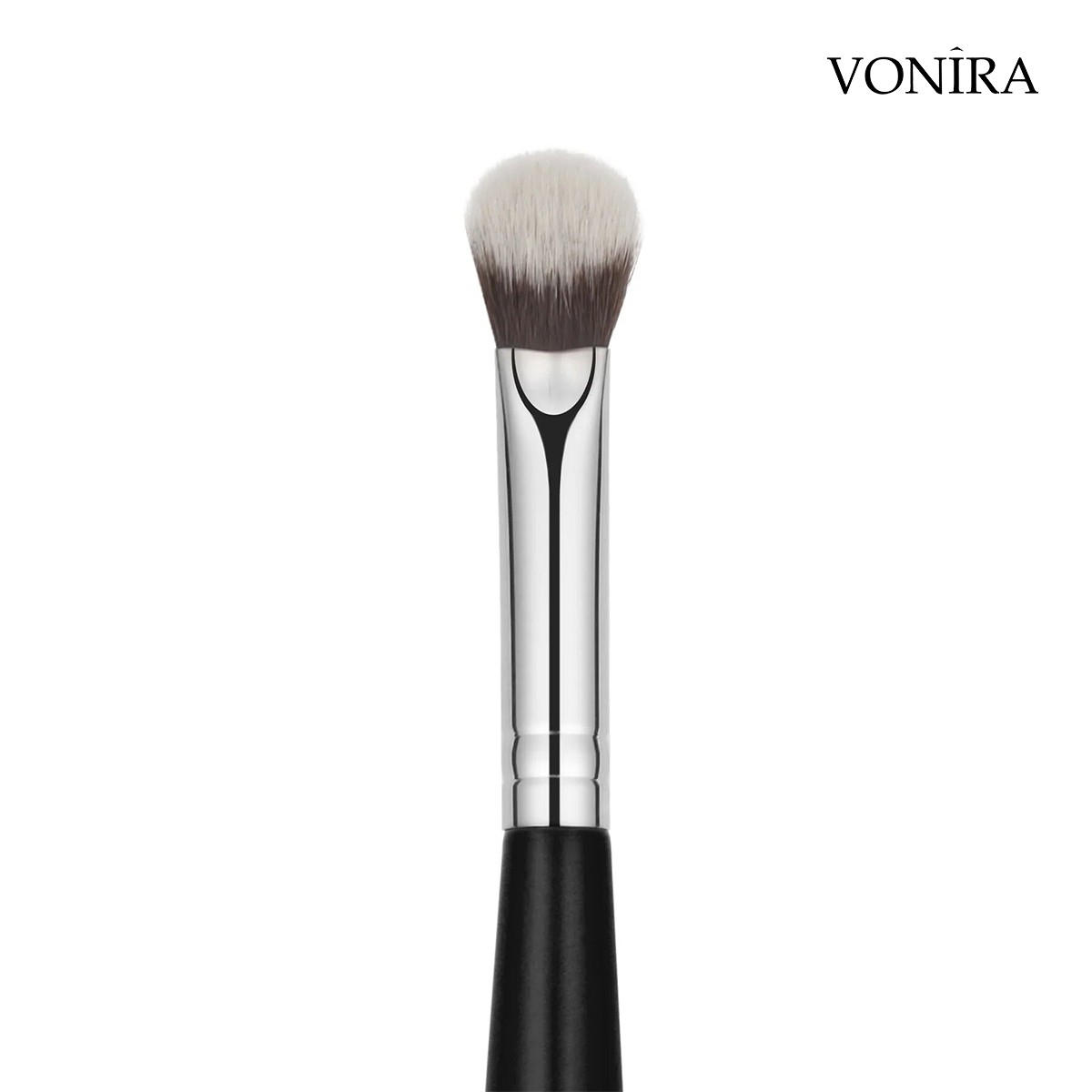 Vonira Beauty Custom Private Label Double Ended Face Foundation Concealer Blending Makeup Brush With Silver Copper Ferrule Black Birch Wooden Handles