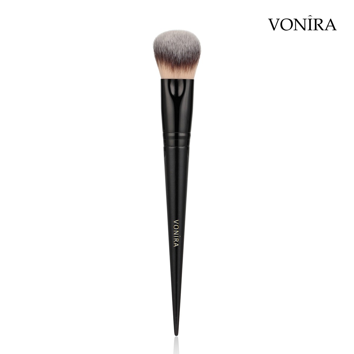 Vonira Beauty Custom Private Label Flawless Facial Blending Highlighting Contouring Foundation Blush Makeup Brush With Black Ferrule Wooden Handles