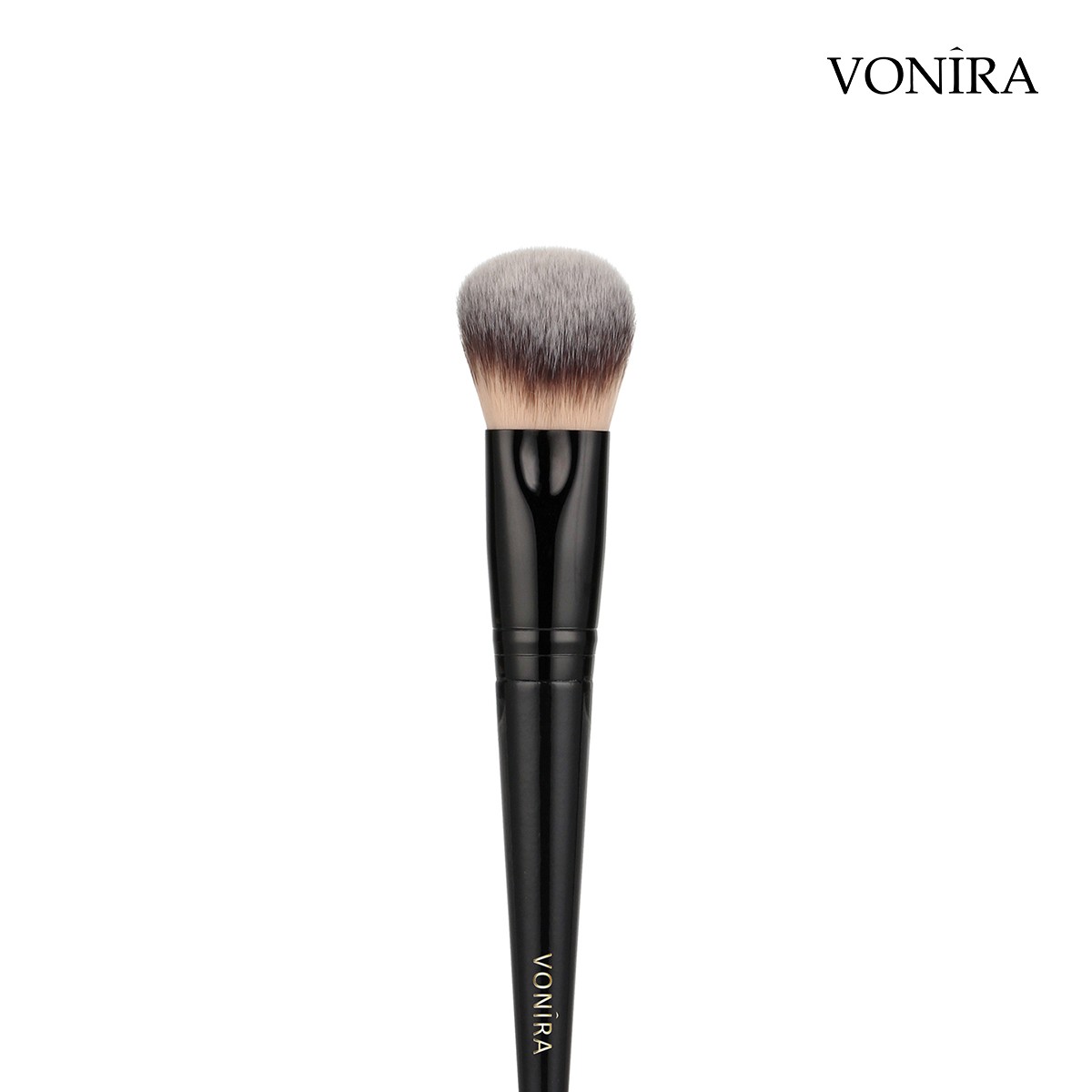 Vonira Beauty Custom Private Label Flawless Facial Blending Highlighting Contouring Foundation Blush Makeup Brush With Black Ferrule Wooden Handles