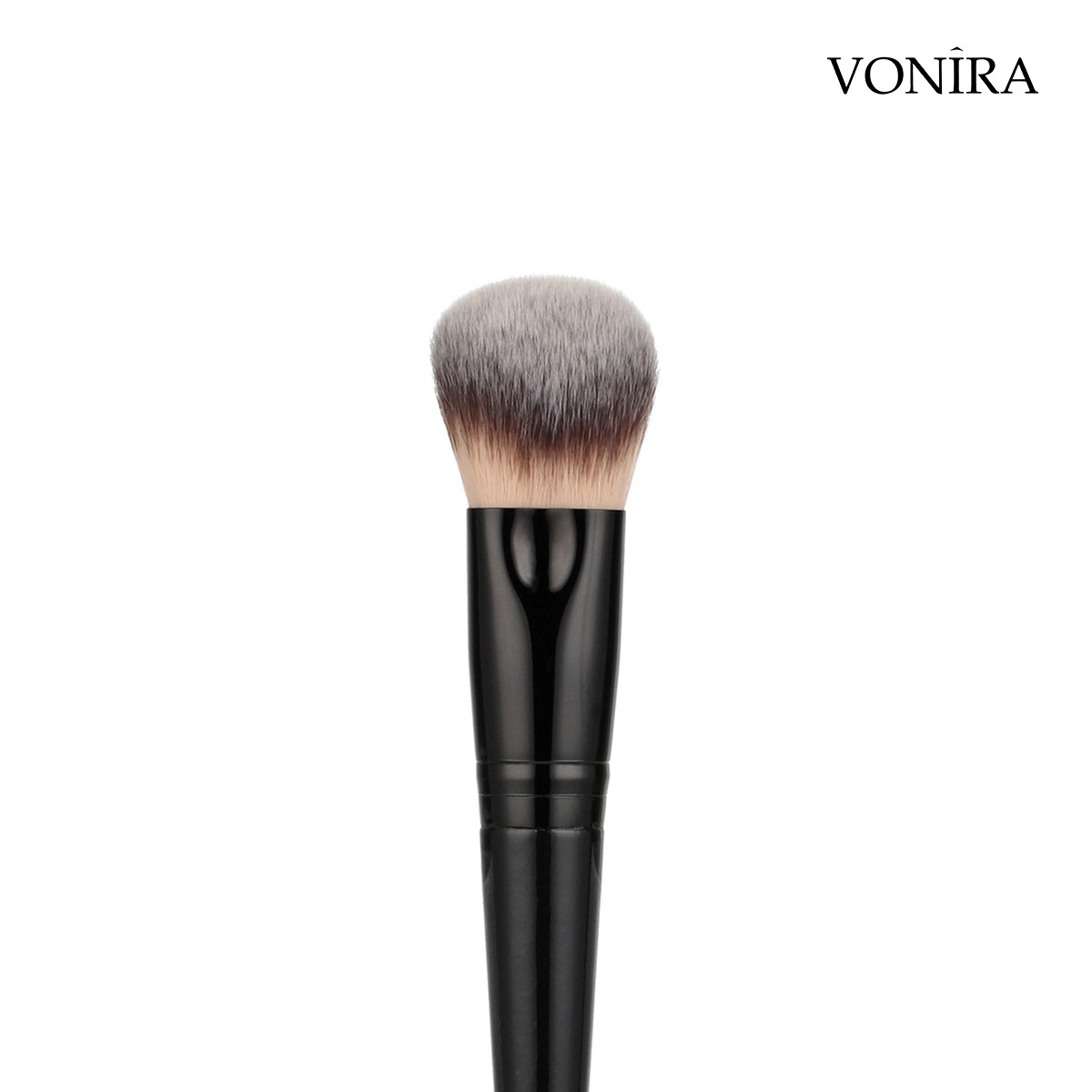 Vonira Beauty Custom Private Label Flawless Facial Blending Highlighting Contouring Foundation Blush Makeup Brush With Black Ferrule Wooden Handles
