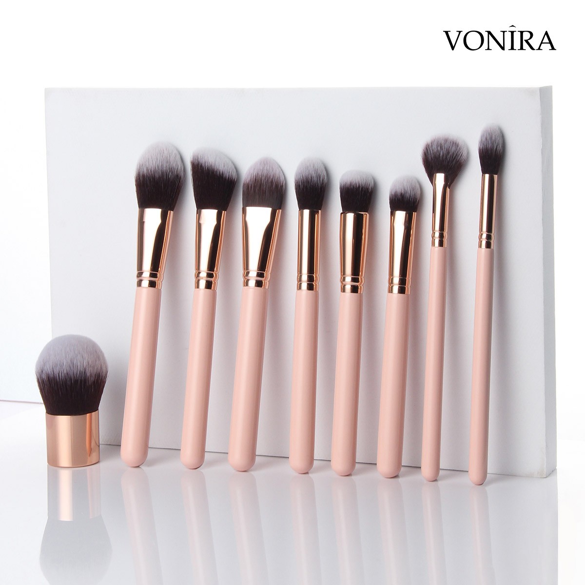 Vonira Custom Private Label Full Artist Luxury Professional Nude Pink 28 Pieces Makeup Brush Set With Low Moq OEM ODM Make up Brushes