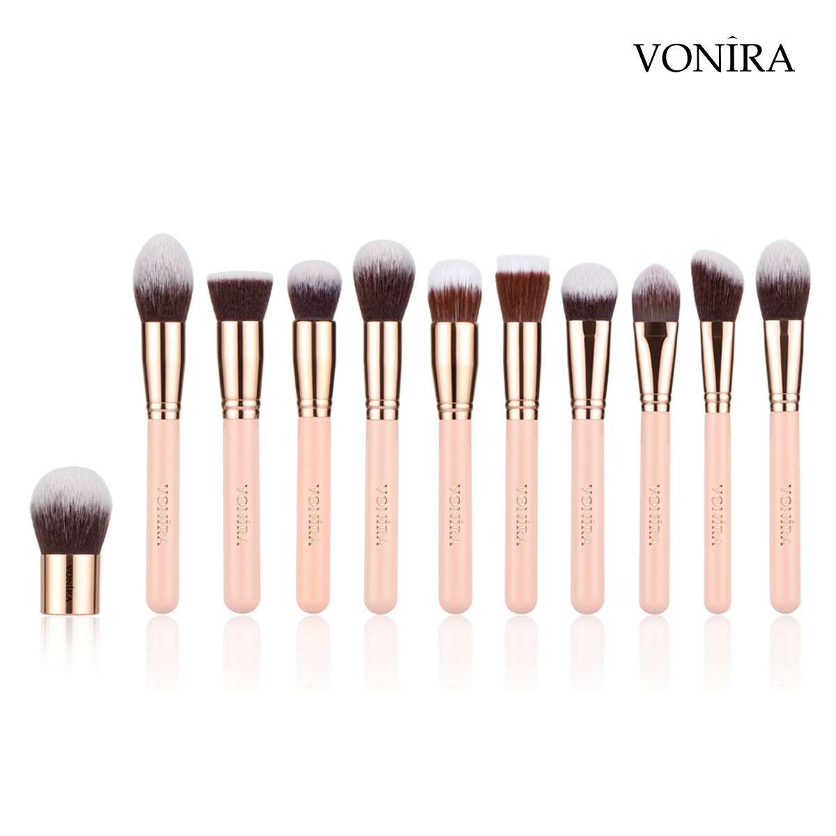 Vonira Custom Private Label Full Artist Luxury Professional Nude Pink 28 Pieces Makeup Brush Set With Low Moq OEM ODM Make up Brushes