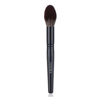 Vonira Beauty Long Blush Brush With Matte Black Brass Ferrule Black Handle Custom Private Label Makeup Brushes
