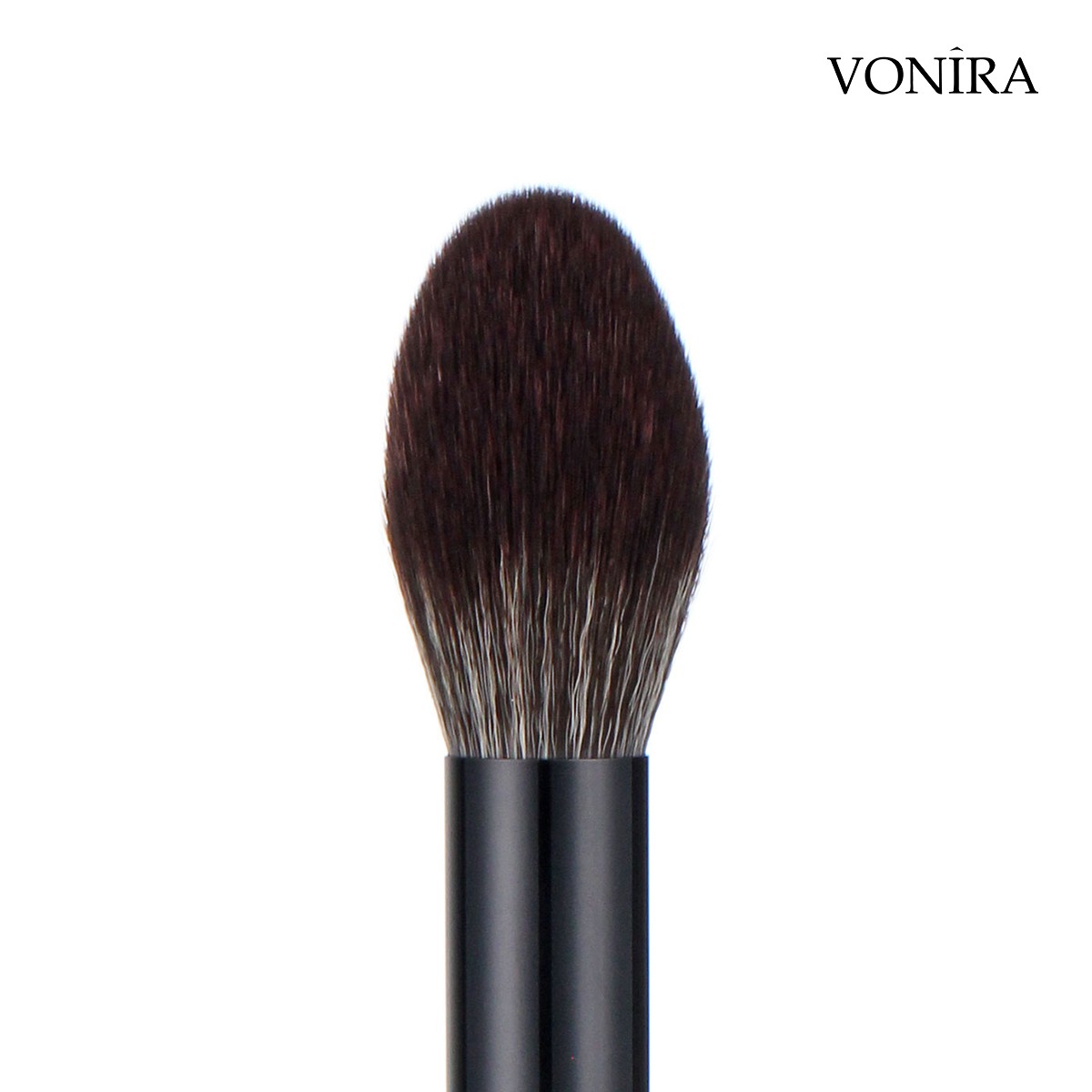 Vonira Beauty Long Blush Brush With Matte Black Brass Ferrule Black Handle Custom Private Label Makeup Brushes