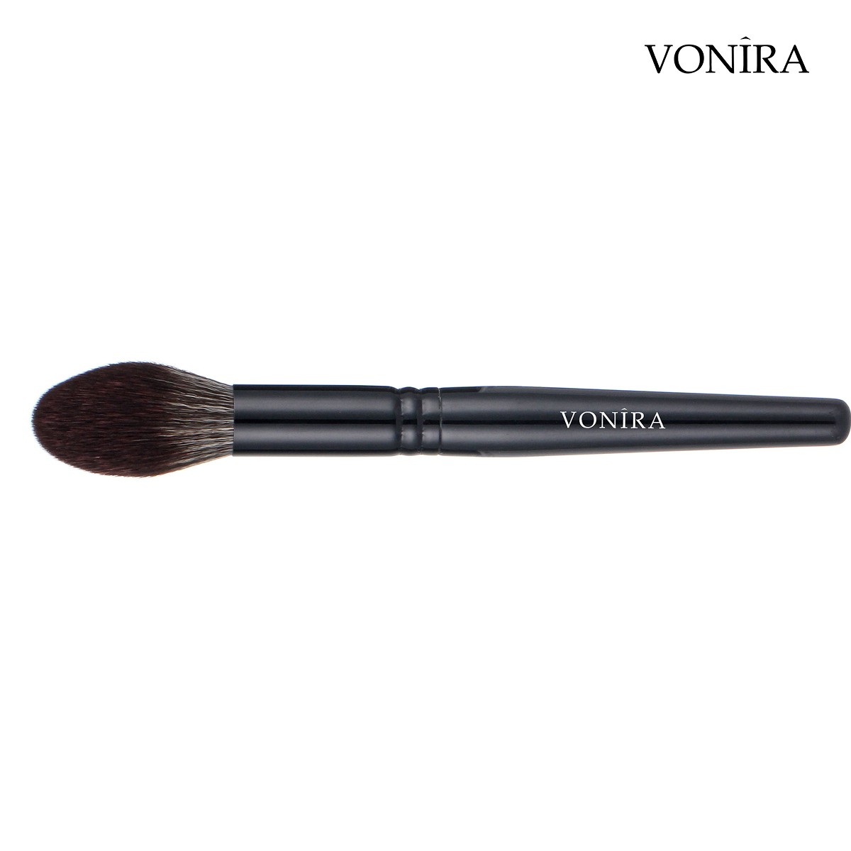 Vonira Beauty Long Blush Brush With Matte Black Brass Ferrule Black Handle Custom Private Label Makeup Brushes