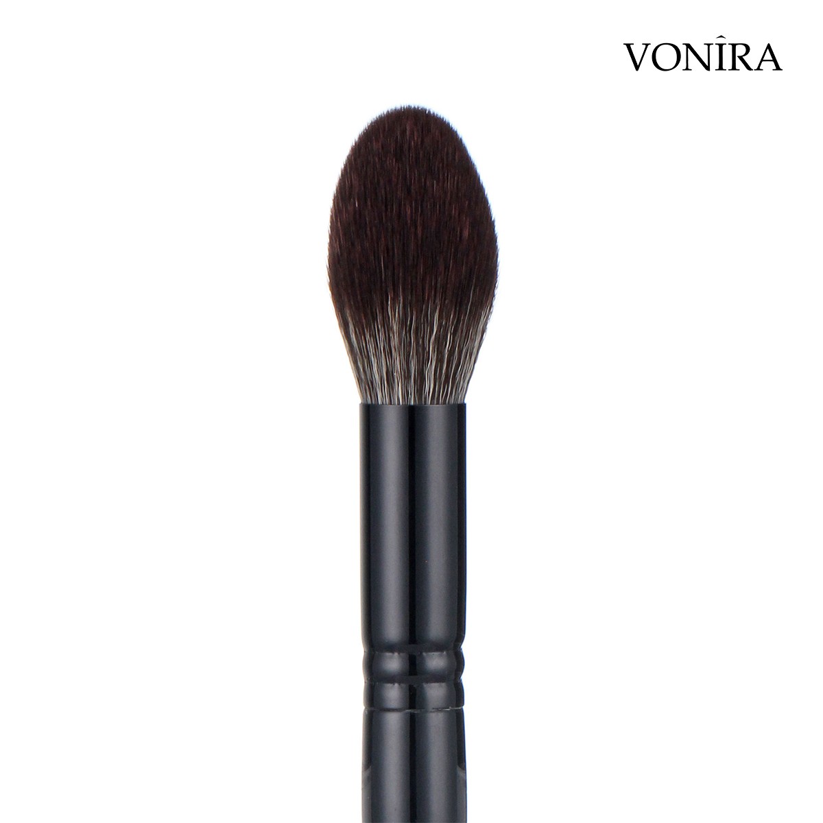 Vonira Beauty Long Blush Brush With Matte Black Brass Ferrule Black Handle Custom Private Label Makeup Brushes