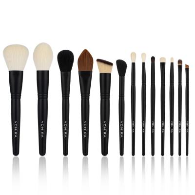 Vonira Custom Makeup Brushes Set Private Label Make up Brushes 13Pcs New Arrival Full Matte Black Professional Vegan Brushes